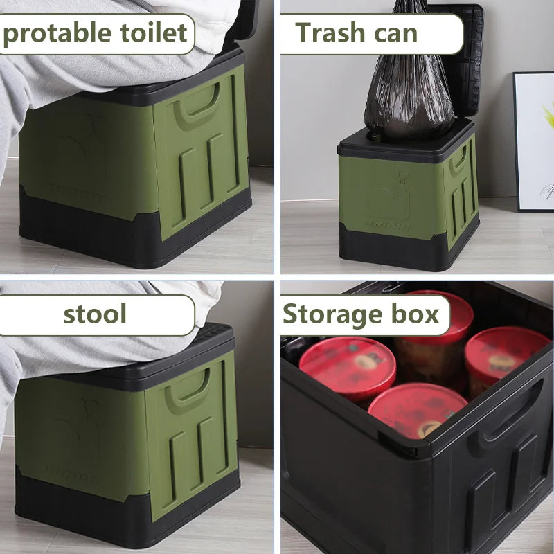 Folding Portable Emergency RV Travel Toilet Deodorant Adult Mobile Toilet Storage Bucket for Outdoor Camping Hiking Self Driving