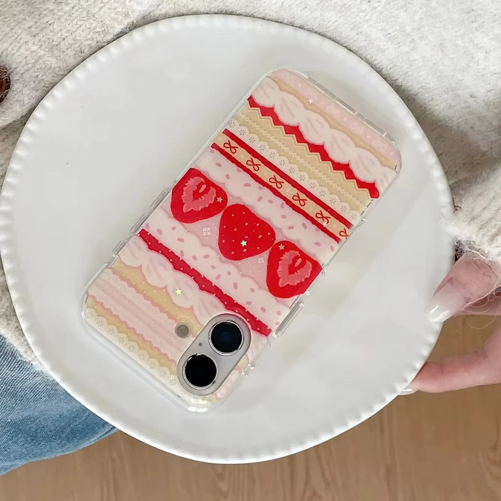 Cute Strawberry Bowknot iPhone Case.Kawaii Protective Phone Cover