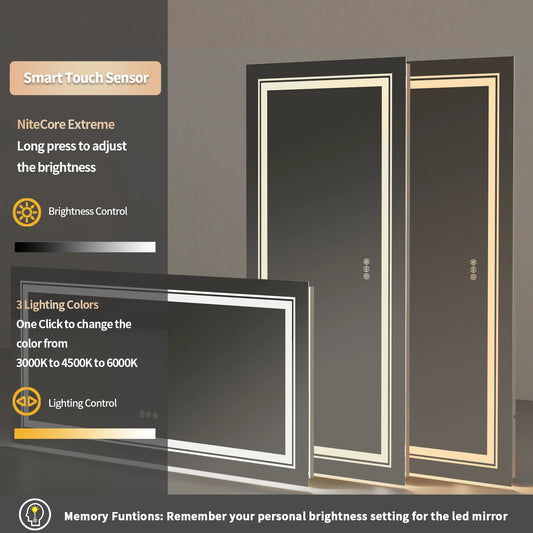 Jumbo LED Bathroom Mirror Front Backlit Wall Mount Premium