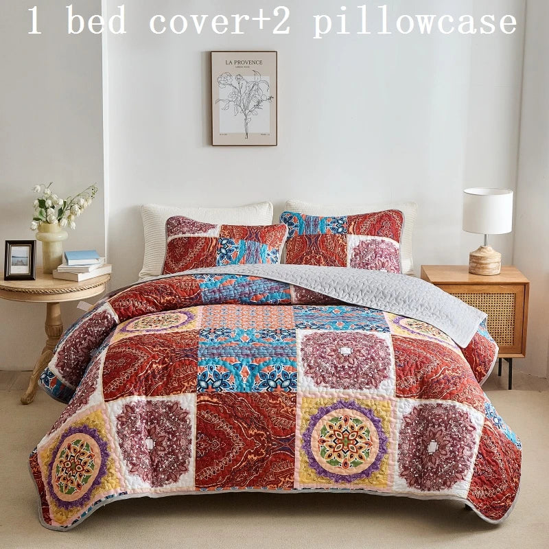 Colorful Quilted Bedspread | All-Season Coverlet Set