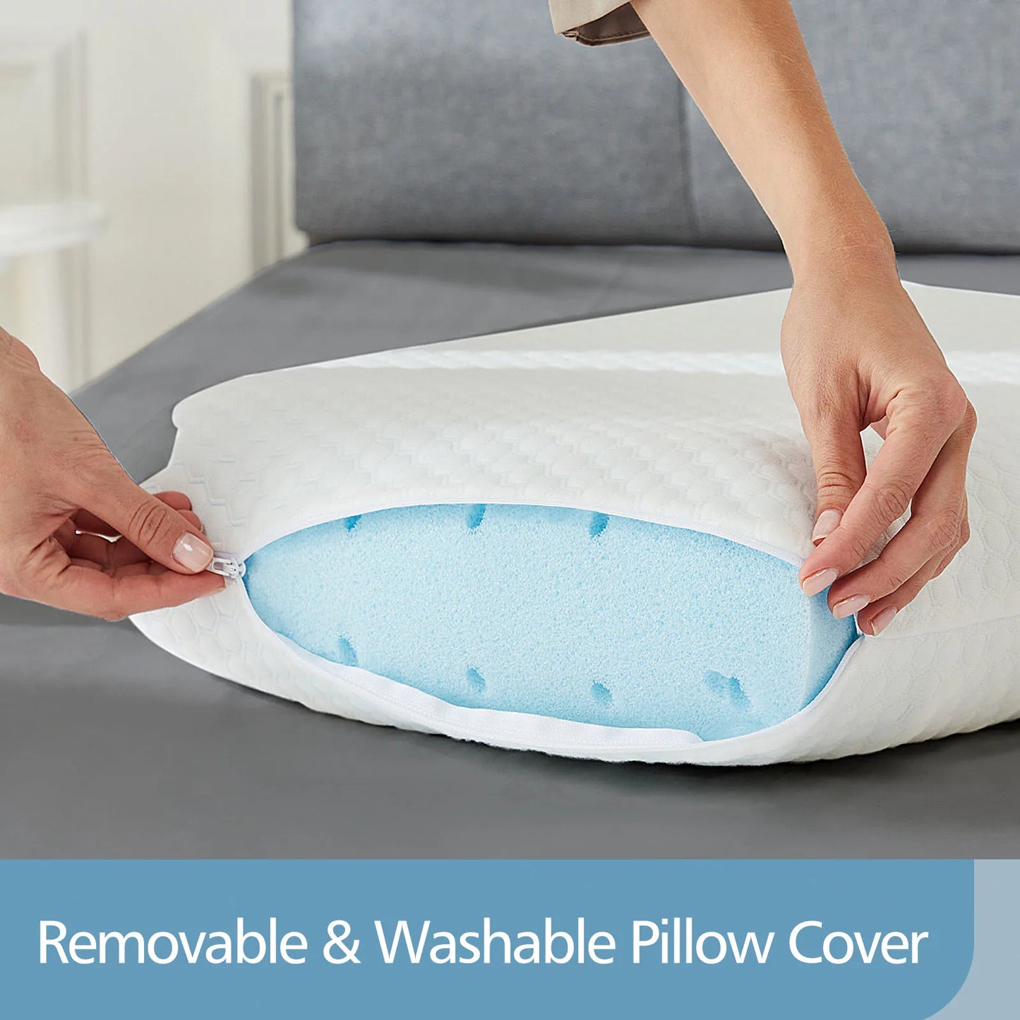JHK Memory Foam Neck Pillow Premium Removable Cover
