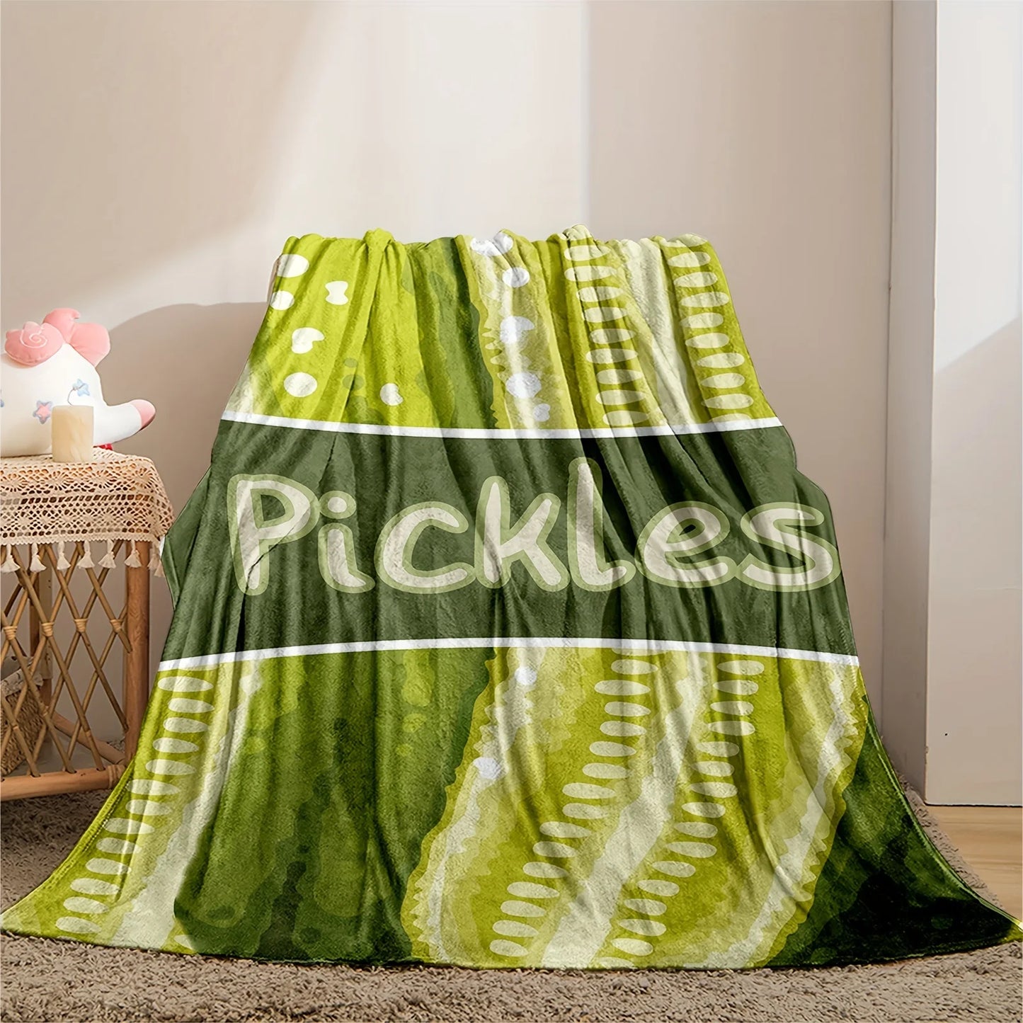 Funny Pickle Print Flannel Blanket – Soft Cozy Novelty Throw Blanket