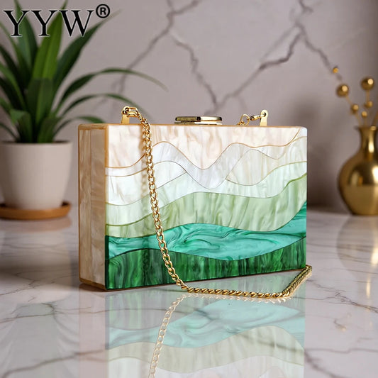 Acrylic Chain Handbag Box Clutch Evening Bags Luxury Wedding Women Dinner Dress Purses Ladies Chic Party Shoulder Crossbody Bags