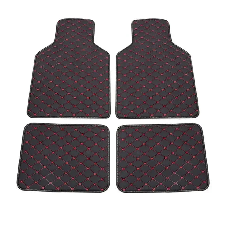 Universal PU Leather Car Floor Mats 4 Pcs Front Rear Set