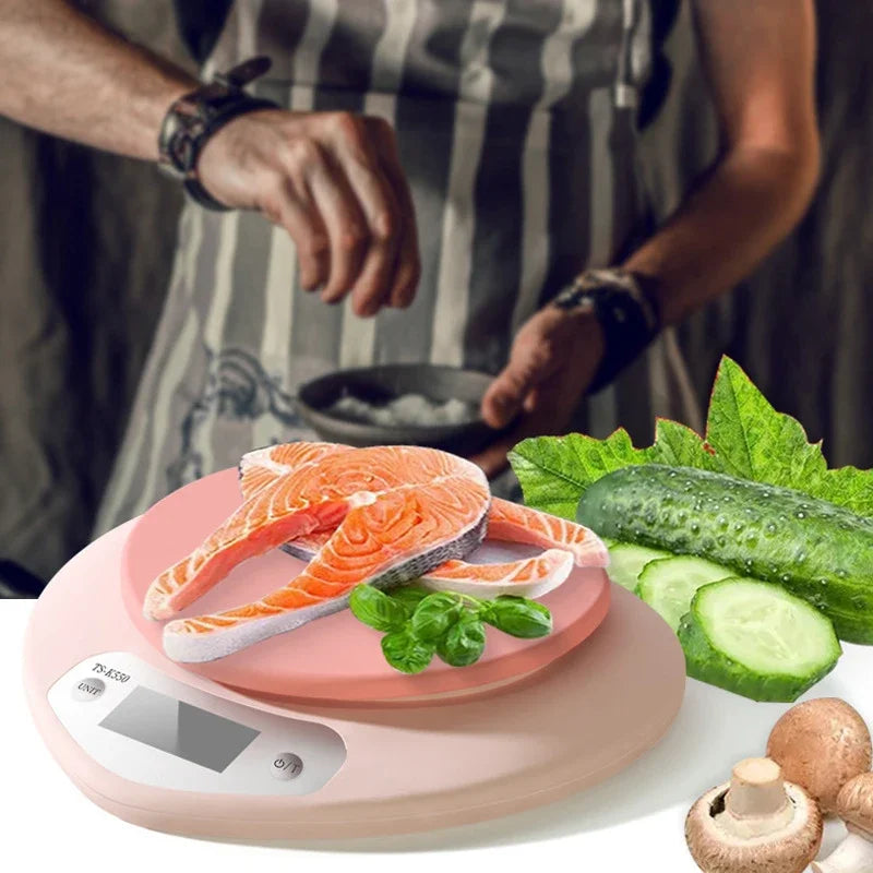 Multi-Function Kitchen Baking Scale Pink Heart-shaped Portable High-Precision Digital Scale 5kg/1g 2kg/0.1g LCD Electronic Scale