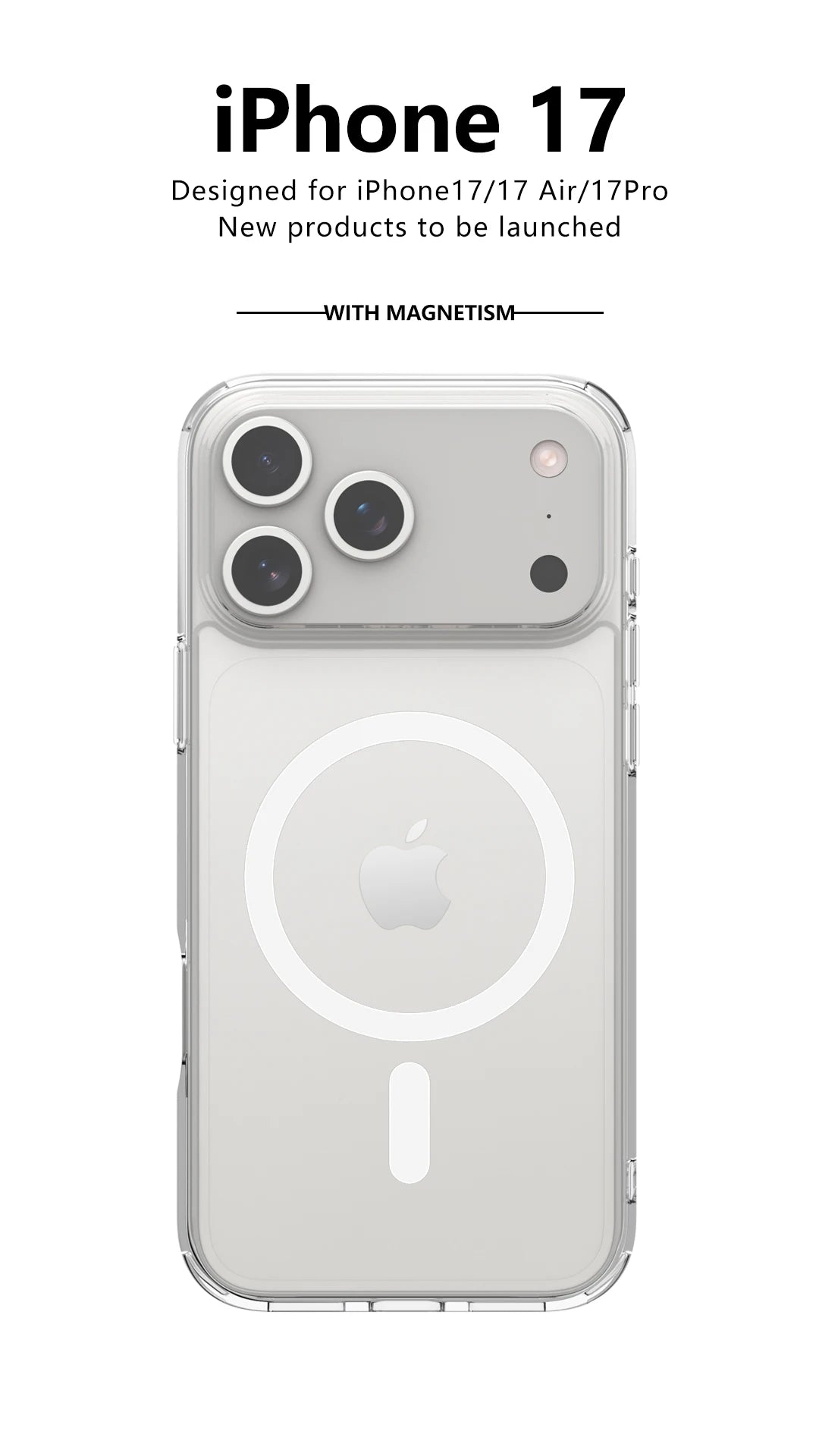 Clear Magnetic Shockproof Phone Case with Wireless Charging Compatibility