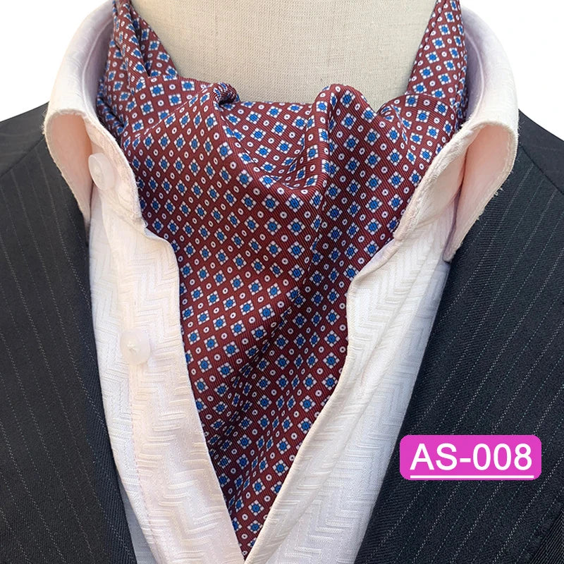 Luxury Men’s Ascot Tie & Pocket Square Set for Weddings, Business & Formal Wear