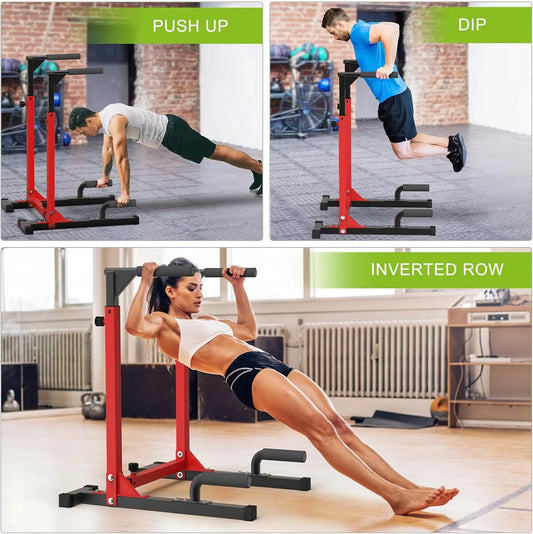 Heavy Duty Dip Bar, Adjustable Width & Height Dip Station Home Gym Fitness Equipment, 800lbs Capacity, Multifunctional Strength