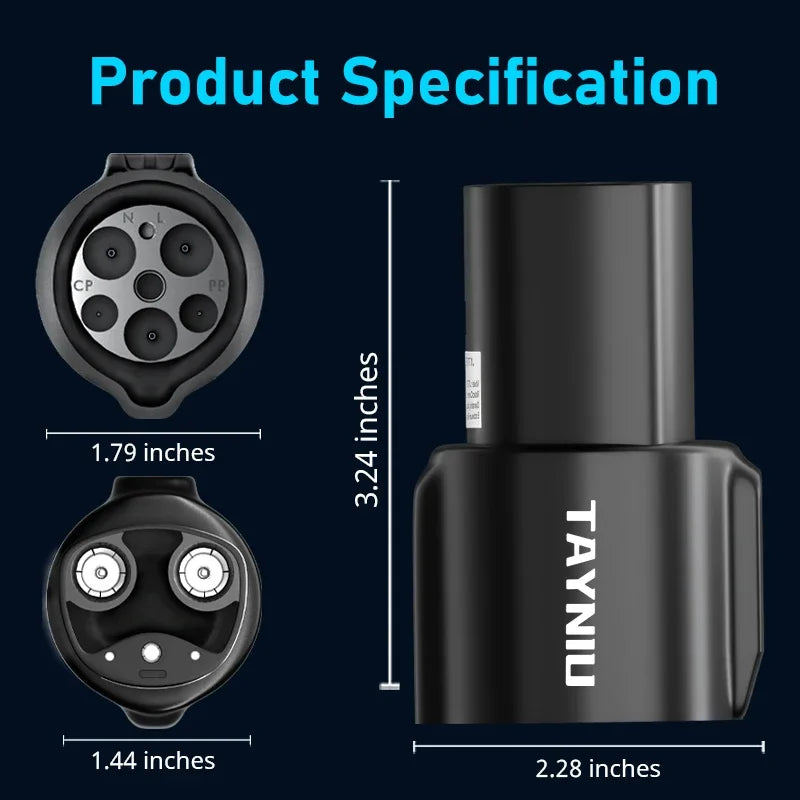 TAYNIU J1772 to Tesla Charger Adapter Max 80A 280V Connecting Seamlessly to SAE J1772 Charging Stations & Tesla Model 3/Y/X/S
