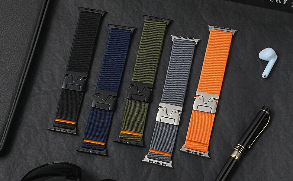 Parachute Nylon Apple Watch Band .Rugged Adjustable Strap Compatible with 40mm–49mm Models