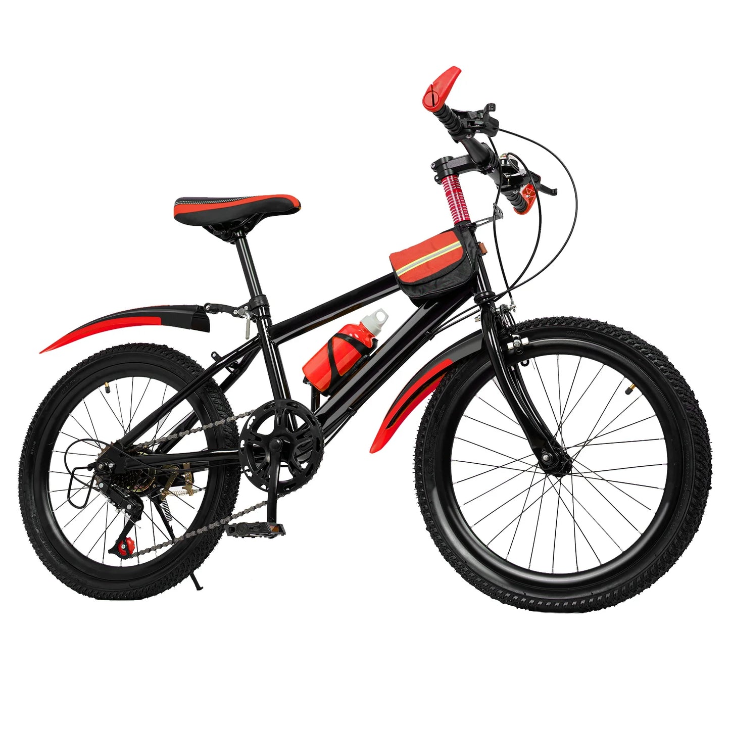 20-Inch 7-Speed Mountain Bike . Kids Bicycle with Adjustable Seat, Front Suspension & Dual Disc Brakes