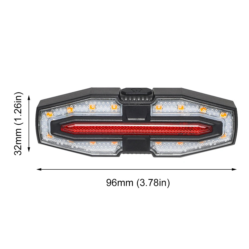 Rechargeable Bike Tail Light with Turn Signals Warning Bike Lights Wireless Remote Control Cycling Back Light for Night Riding