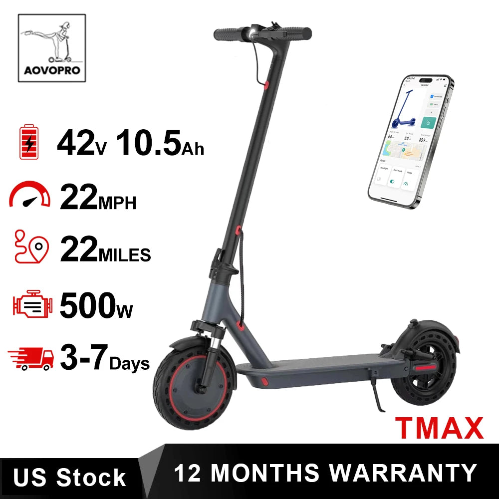 AOVOPRO TMAX 10 Inch Electric Scooter 500W 22 MPH App