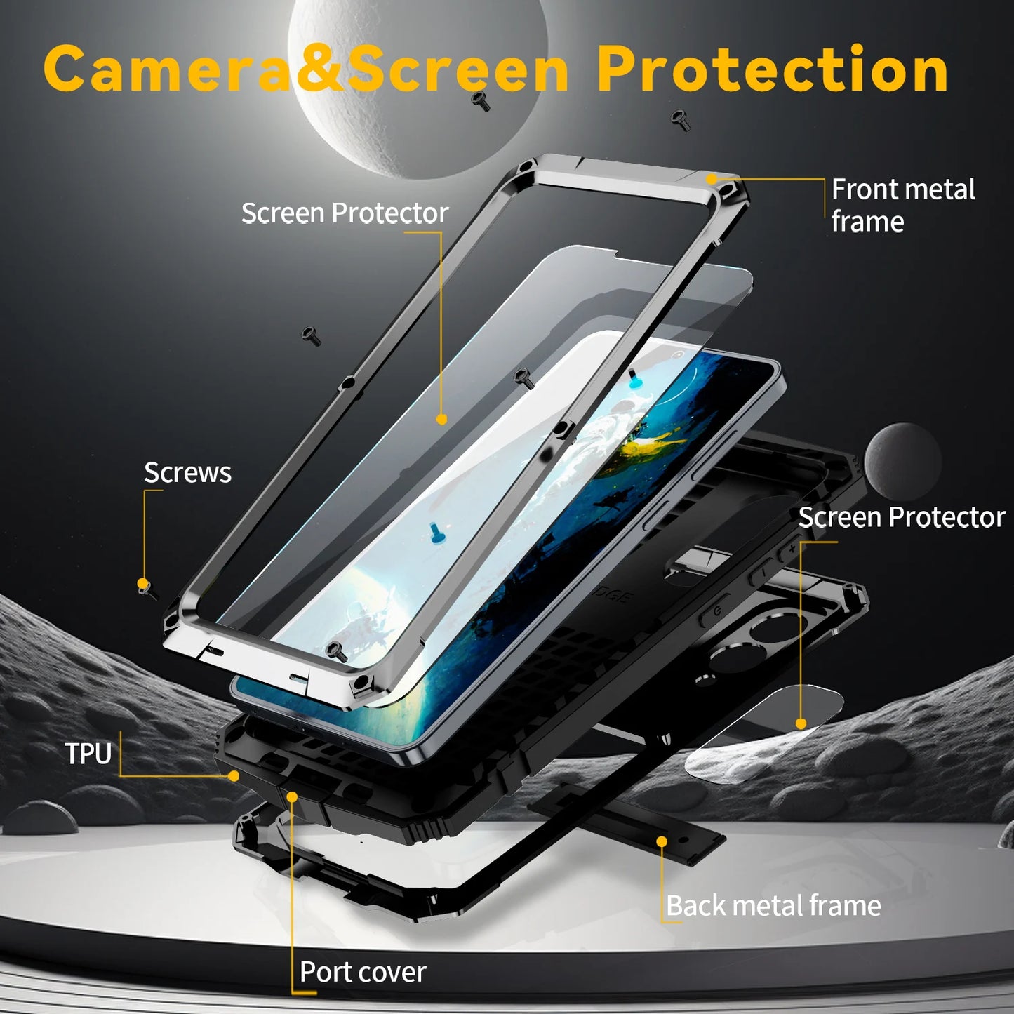 Rugged Shockproof Case for Samsung S25 Edge S24 Plus S23 Plus S25 Ultra Aluminum Metal Protective Cover