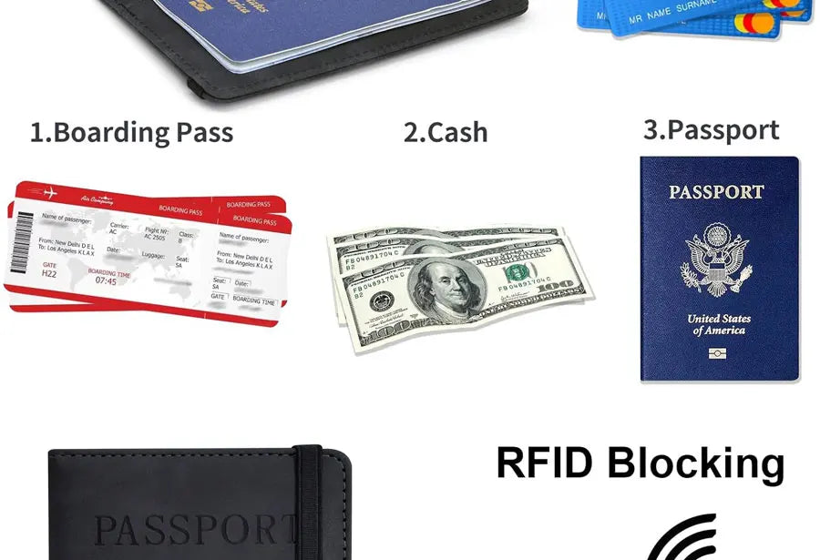 RFID Blocking Passport Holder Travel Wallet | Passport Cover with Card Slots | Travel Document Organizer | Slim Passport Case