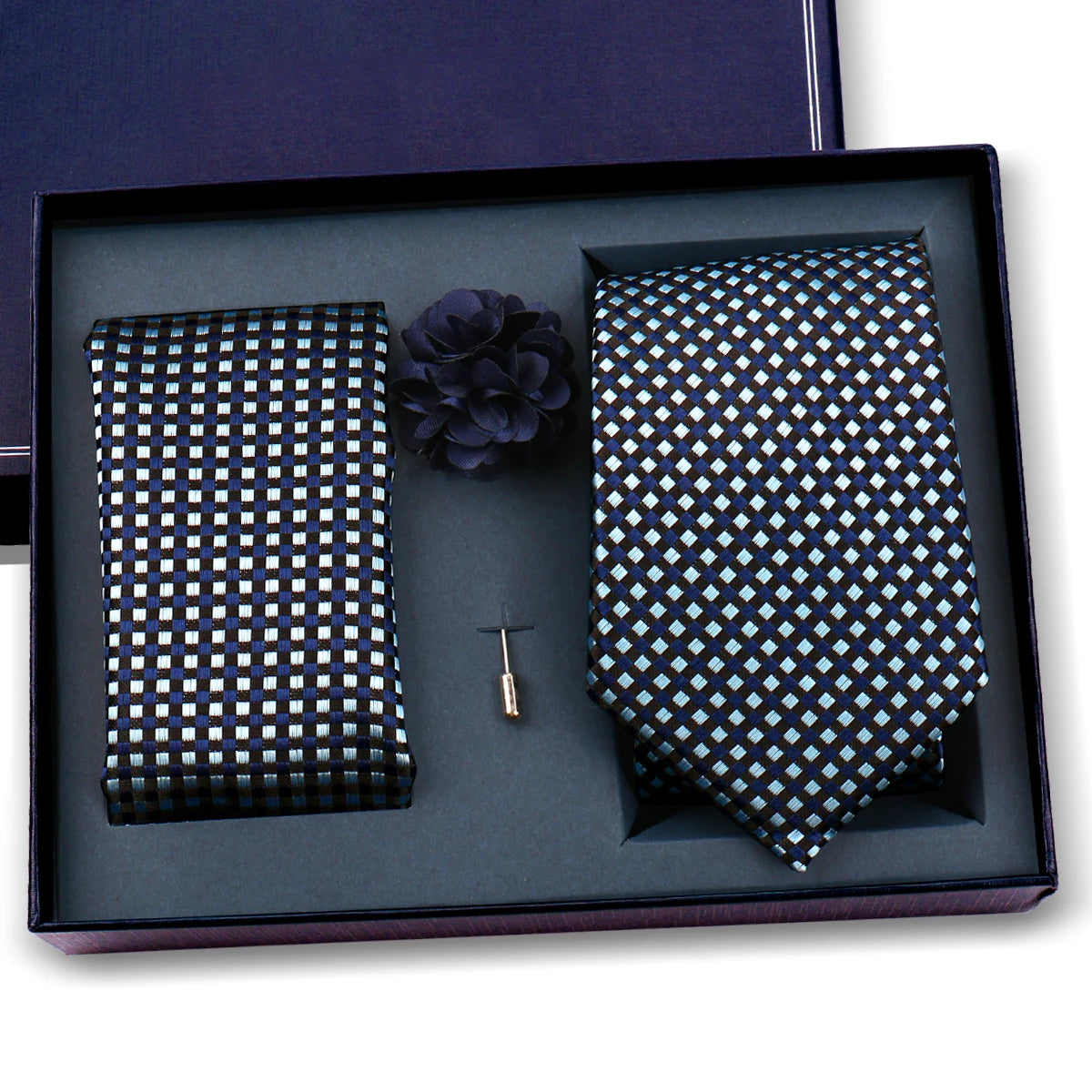 Luxury Men’s Paisley Necktie Gift Set. Silk Tie, Pocket Square, Cufflinks & Gift Box for Weddings & Business