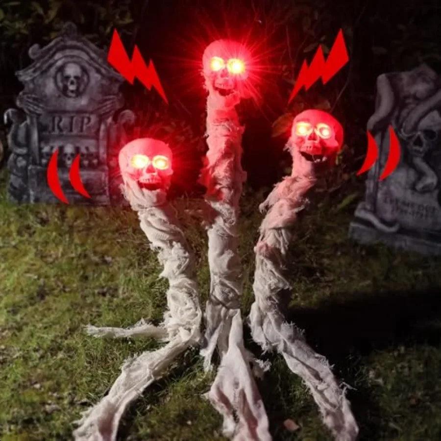 Halloween Skull Yard Stakes 3 Pack Lighted Pathway Markers