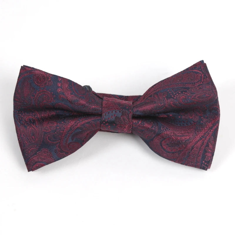 Luxury Men’s Burgundy Tie Set with Pocket Square, Bow Tie & Cufflinks | Wedding & Business Gift Set
