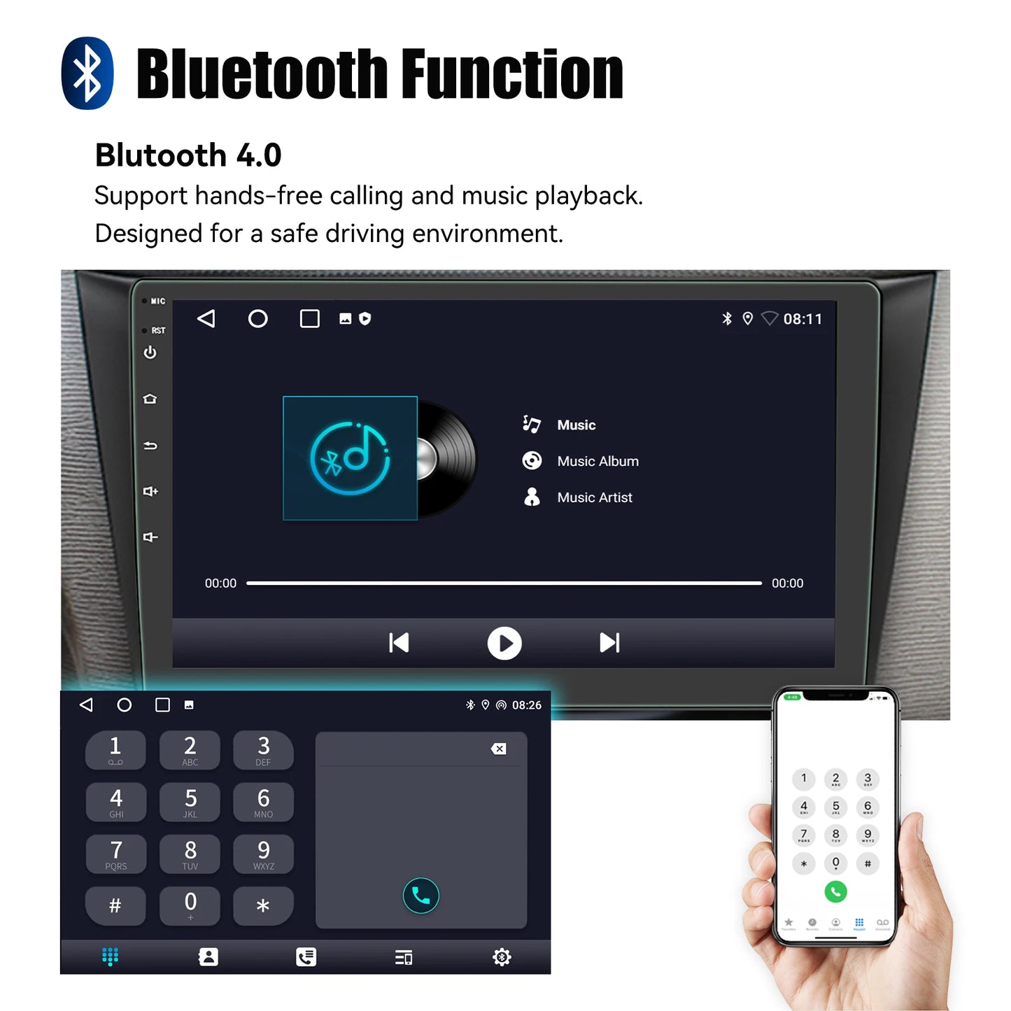 ESSGOO Android 14 Car Stereo . 7”/9”/10” Touchscreen with Wireless CarPlay, Android Auto, GPS Navigation & Bluetooth