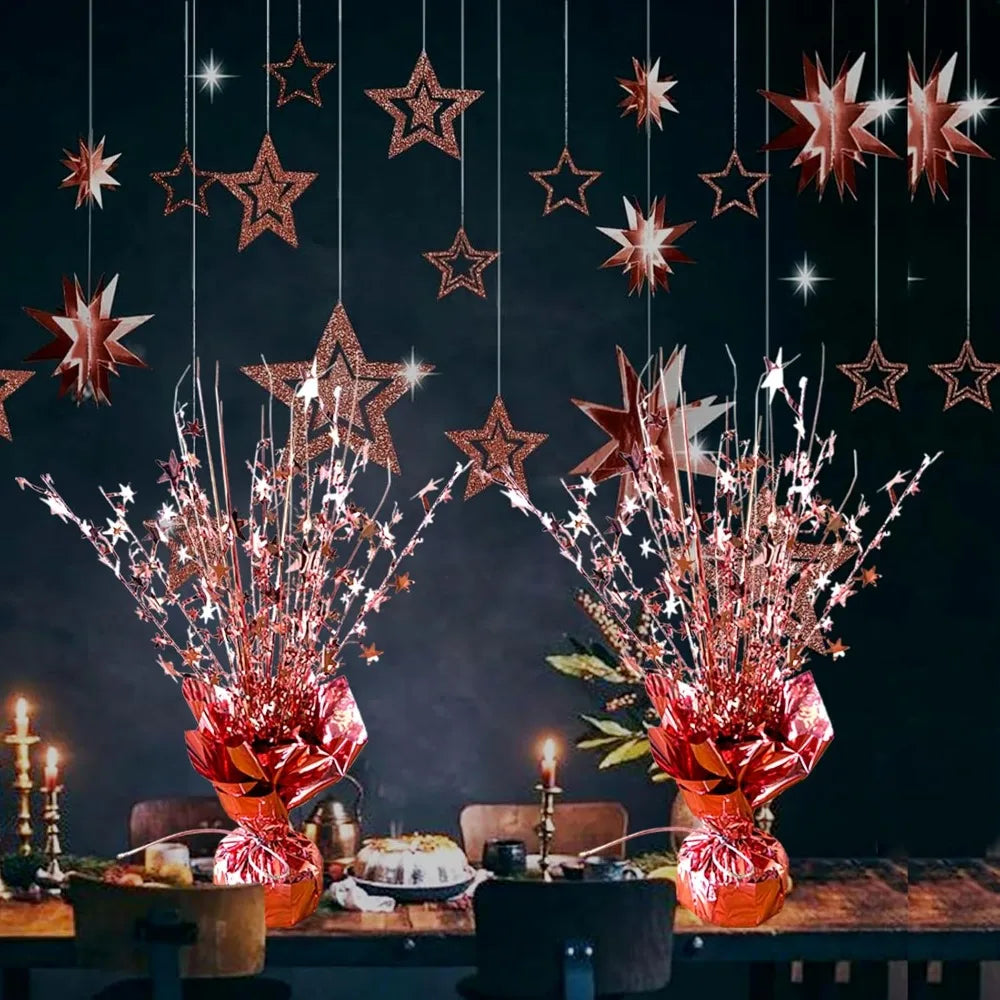 6 Pack Metallic Foil Spray Centerpiece Star Table Decoration Burst Table Centerpieces for Birthday Wedding Anniversary Graduation