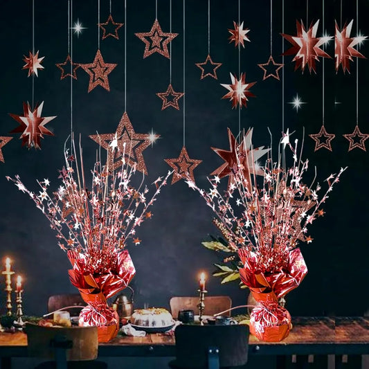 6 Pack Metallic Foil Spray Centerpiece Star Table Decoration Burst Table Centerpieces for Birthday Wedding Anniversary Graduation