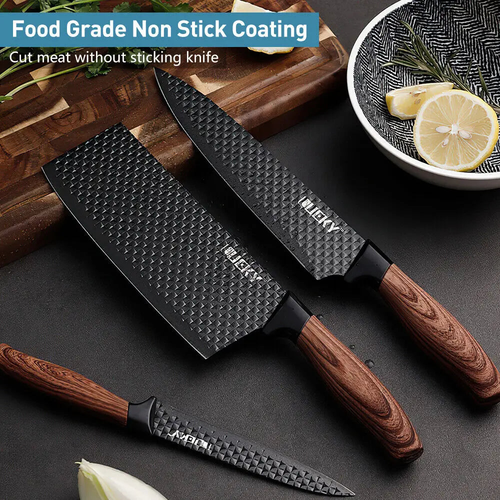 6pcs High Carbon Stainless Steel Knives Handmade Forged Cleaver Chef Butcher Kitchen Knife Wood Handle Chef Knife Cooking Tool