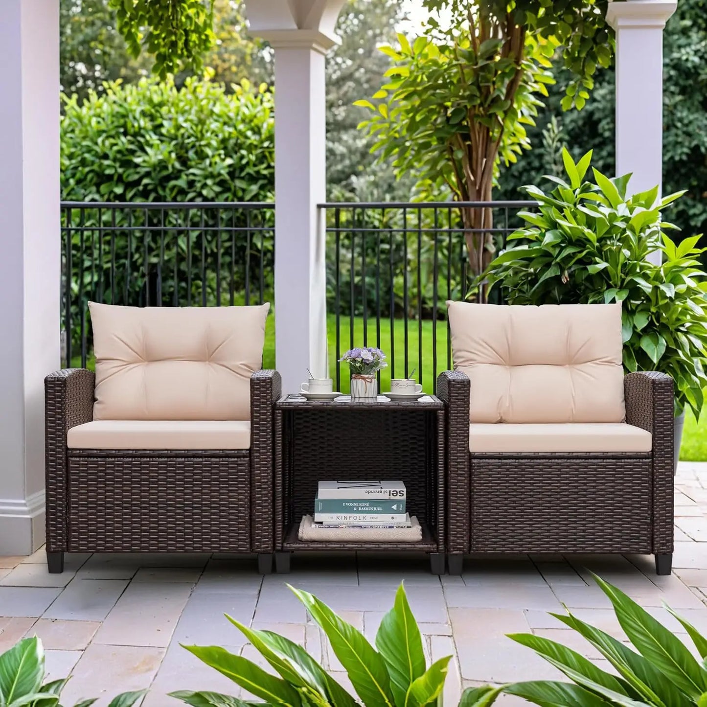 3 Piece Outdoor Rattan Patio Furniture Set