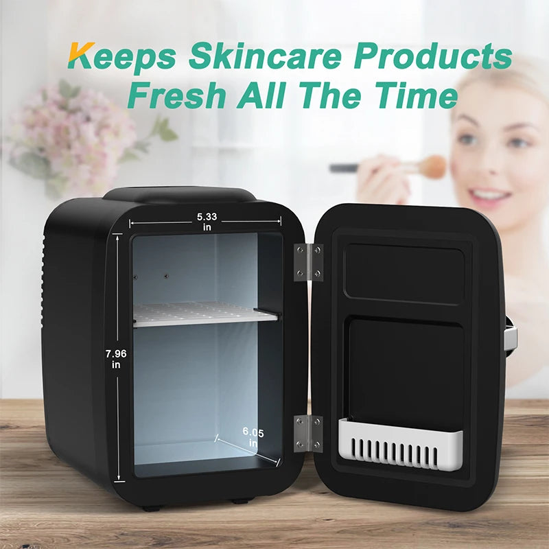 CROWNFUL 4L Mini Fridge – Portable Personal Refrigerator & Warmer for Skincare, Cosmetics, Beverages, Snacks, Office, Bedroom & Travel