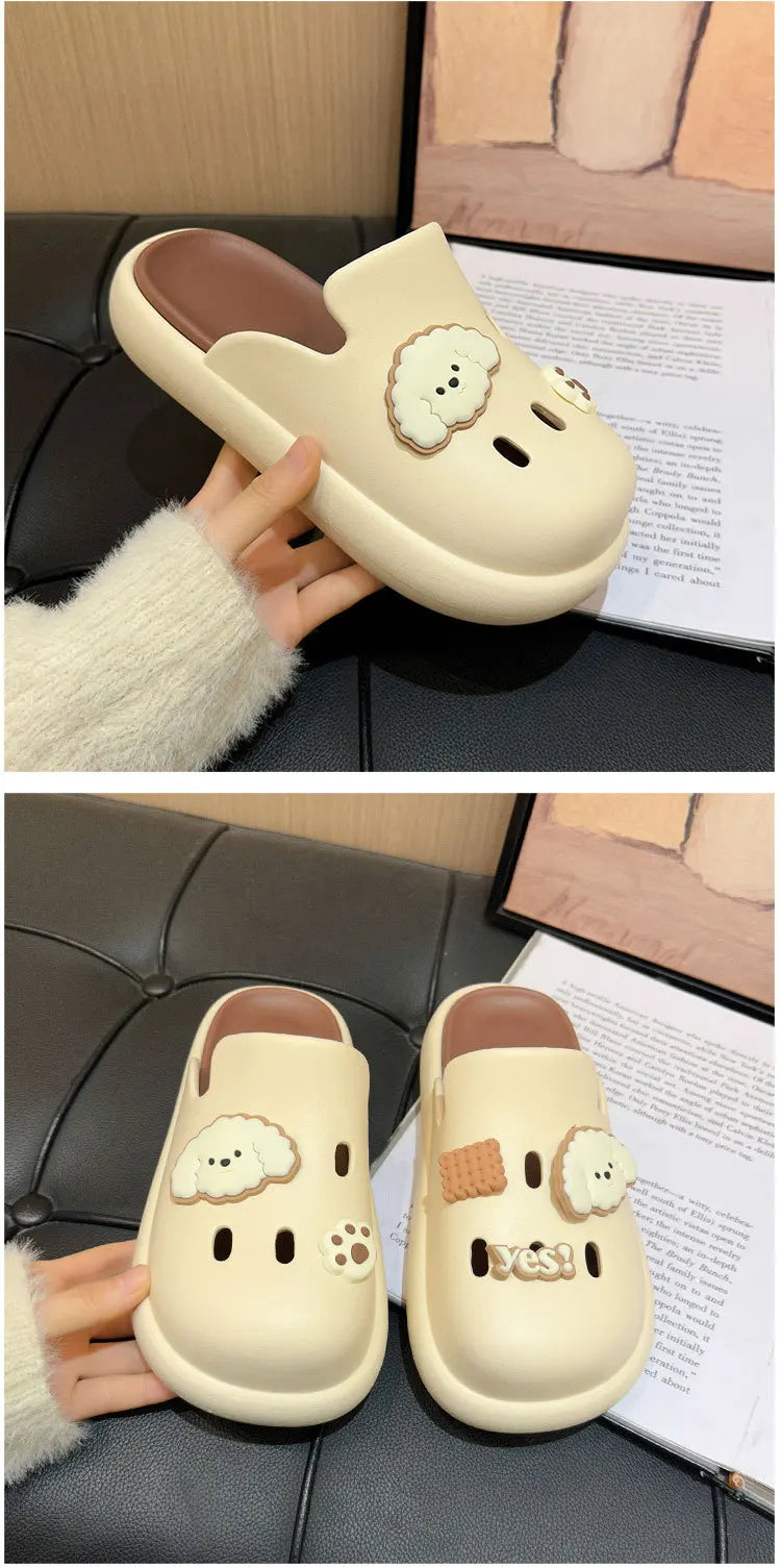Cute Dog Cartoon Plush House Slippers for Men and Women