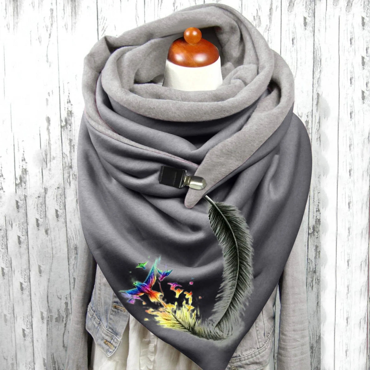Women’s Embroidered Winter Scarf – Warm Soft Botanical Wrap Shawl