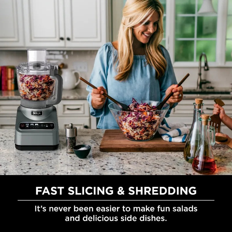 Ninja Professional Food Processor, 850 Watts, 9-Cup Capacity, Auto-iQ Preset Programs, Silver