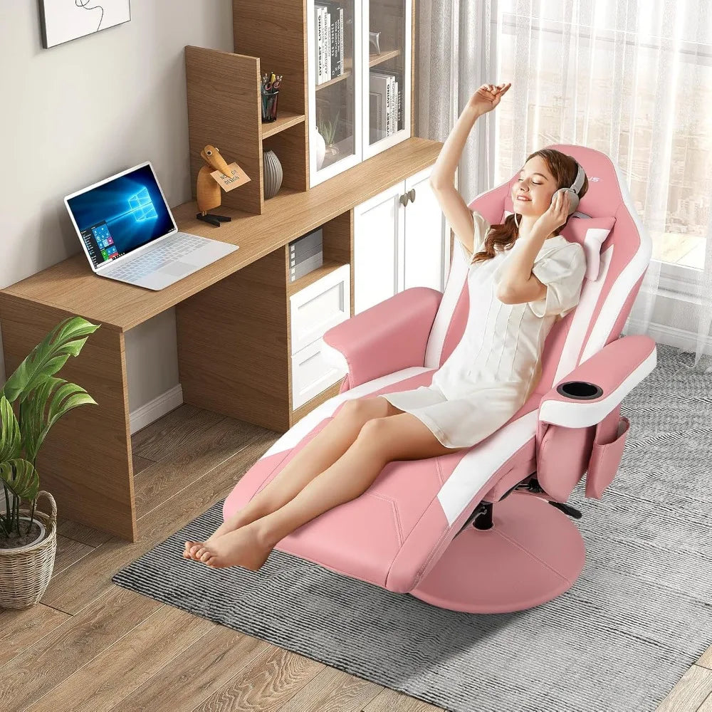 Gaming Recliner, Adjustable Massage Gaming Chair with Cup Holder Footrest Ergonomic Single Sofa Living Room Home Theater Seatin