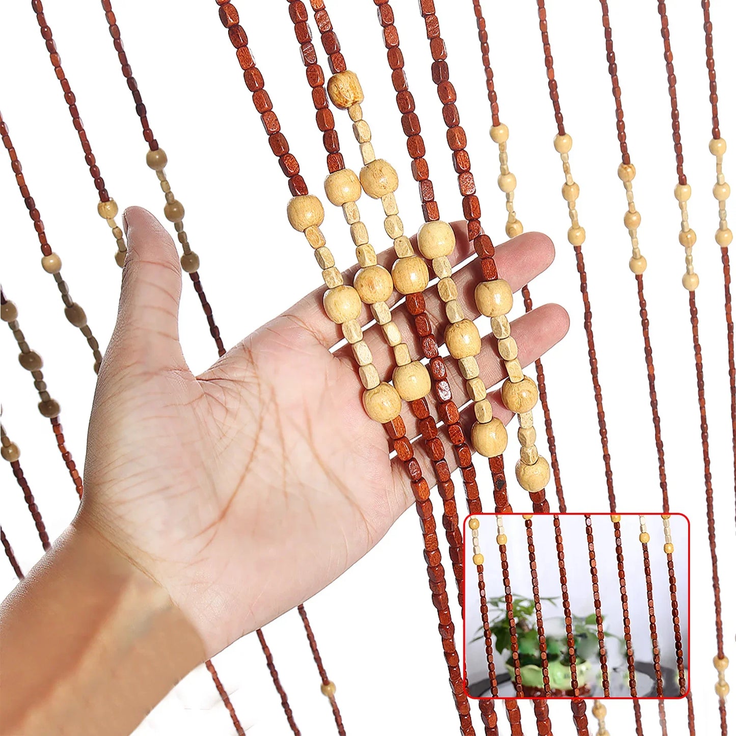 Wooden Bead Door Curtain.Boho Hanging Divider for Doorways & Closets