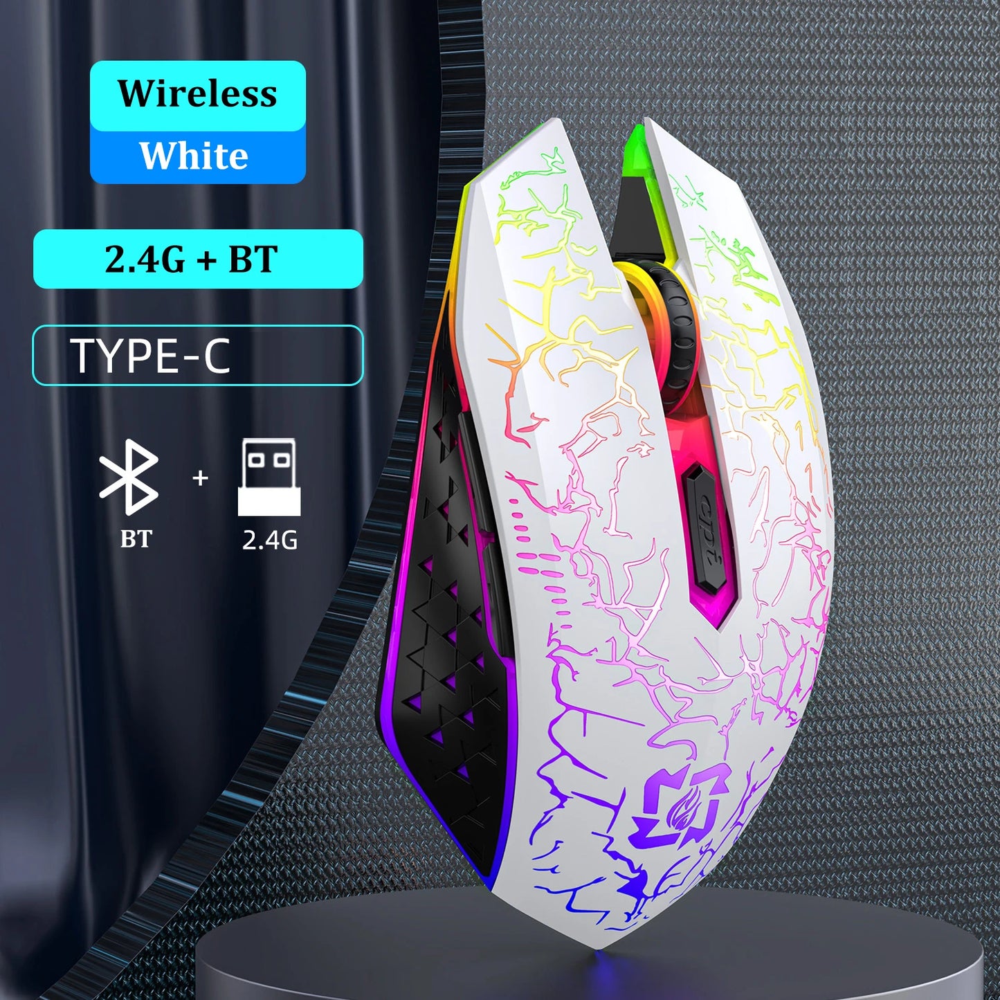 RGB Bluetooth Wireless Gaming Mouse . Rechargeable Ergonomic LED Mouse for PC, Laptop & Gaming