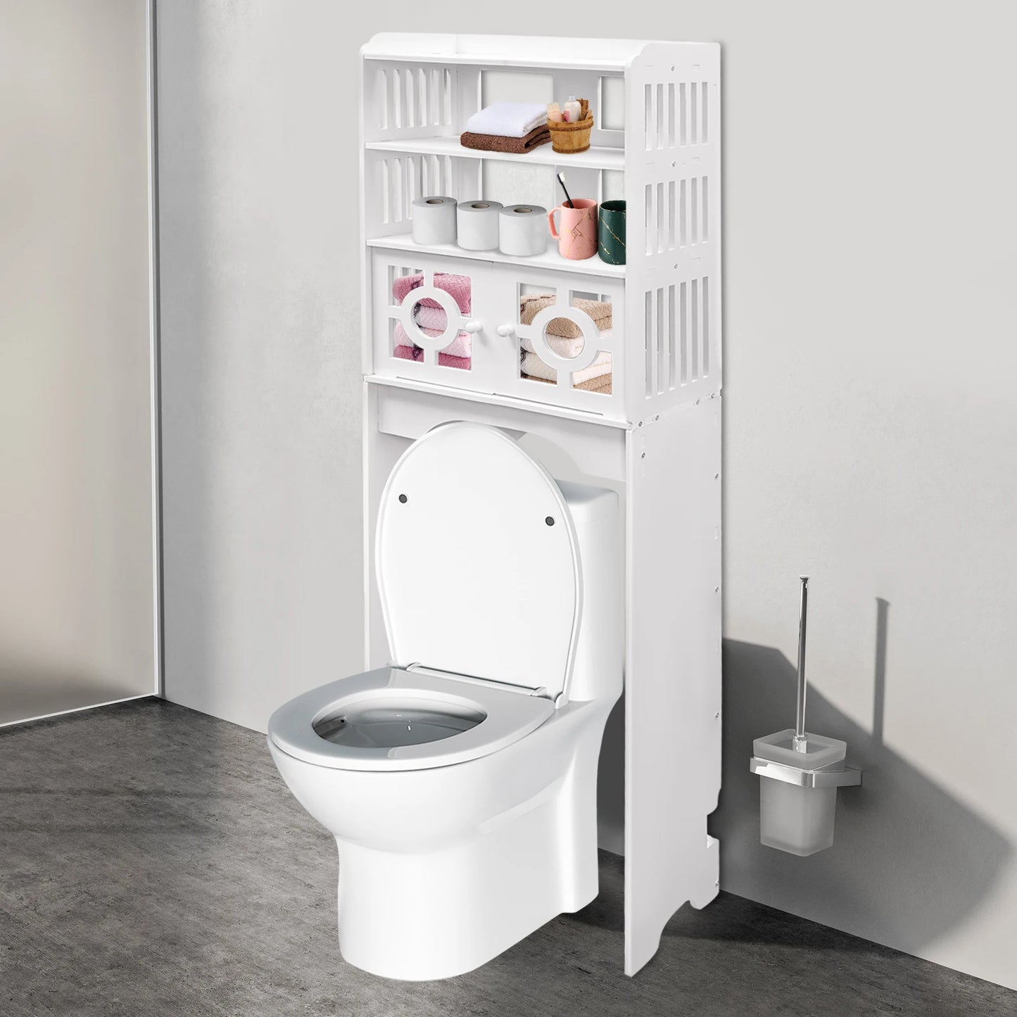 4-Tier Toilet Cabinet Space-Saving Bathroom Organizer Storage Organizer for Bathroom Essentials Toilet Bathroom Furniture