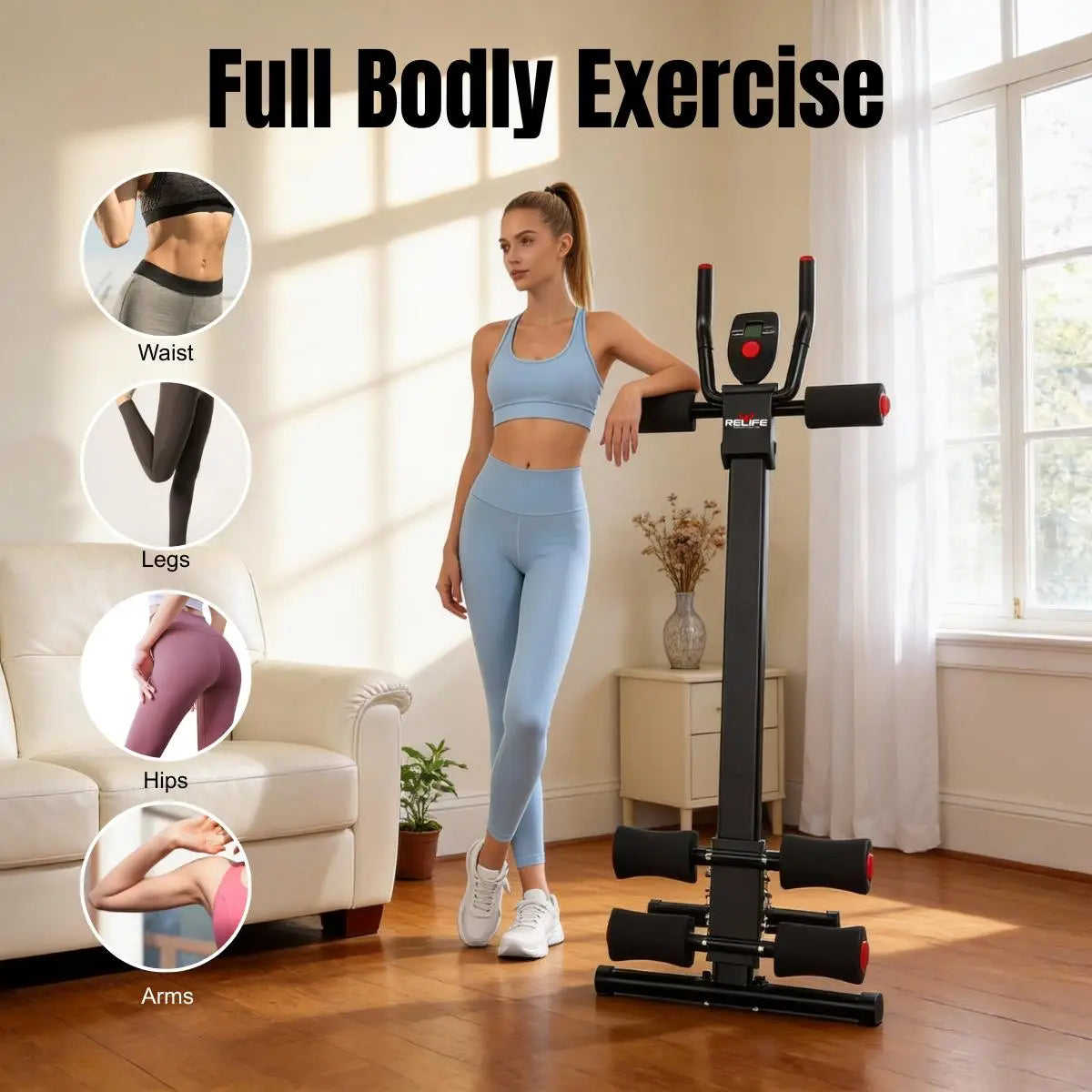 Foldable Core Abdominal Trainer with Adjustable Resistance for Home Gym Workouts