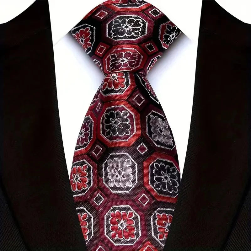 Luxury Red Paisley Men’s Tie. Classic Business and Wedding Necktie