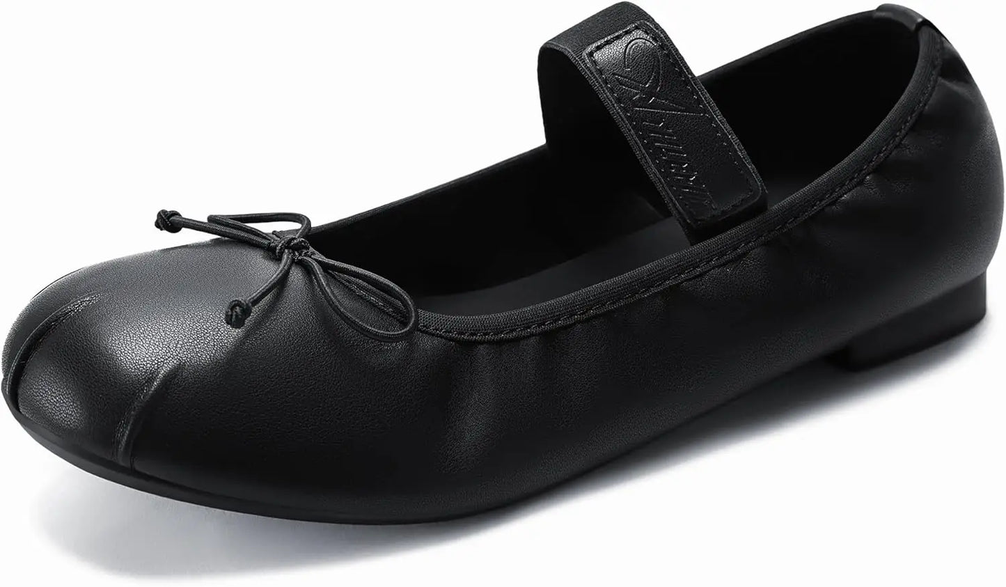 Ballet Flats Shoes for Women Mary Jane Flats Bow Dressy Comfortable Round Toe Slip On Ballerina Flat Shoes