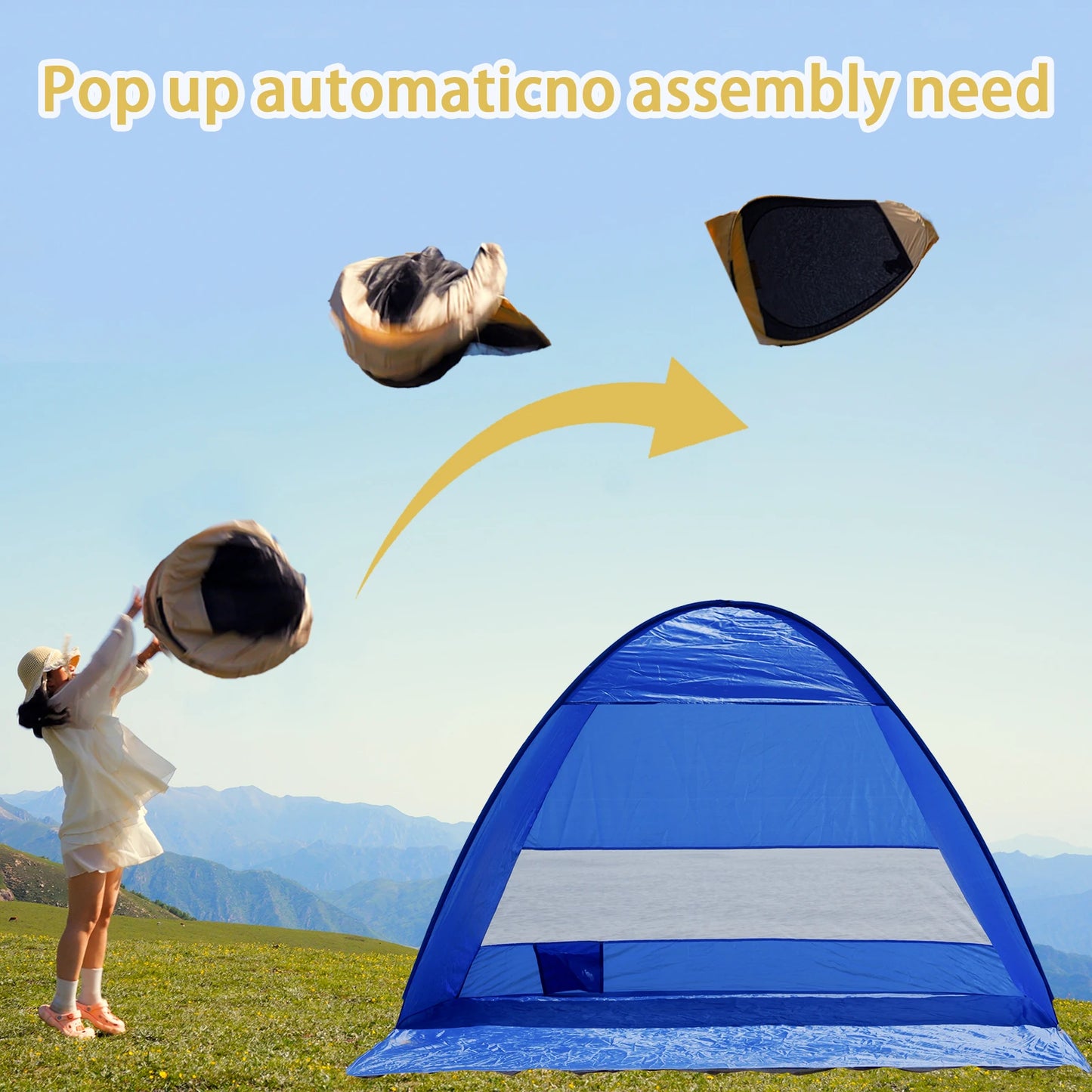 Portable Pop-Up Beach Tent – Lightweight Sun Shelter with Carrying Bag