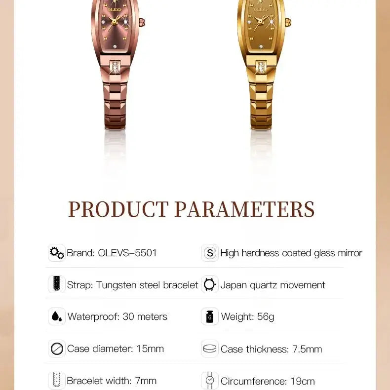 Women’s Elegant Gold-Tone Bracelet Watch – Slim Rectangular Dial