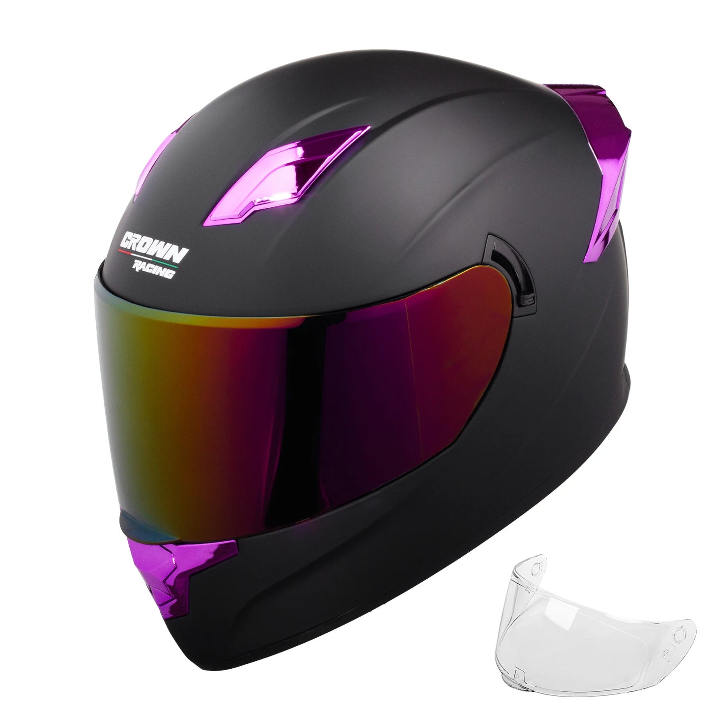 Crown Racing F-700 Full Face Motorcycle Helmet | Adult DOT-Style Street & Sport Bike Helmet with Tinted Visor