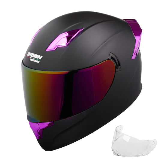Crown Racing F-700 Full Face Motorcycle Helmet | Adult DOT-Style Street & Sport Bike Helmet with Tinted Visor