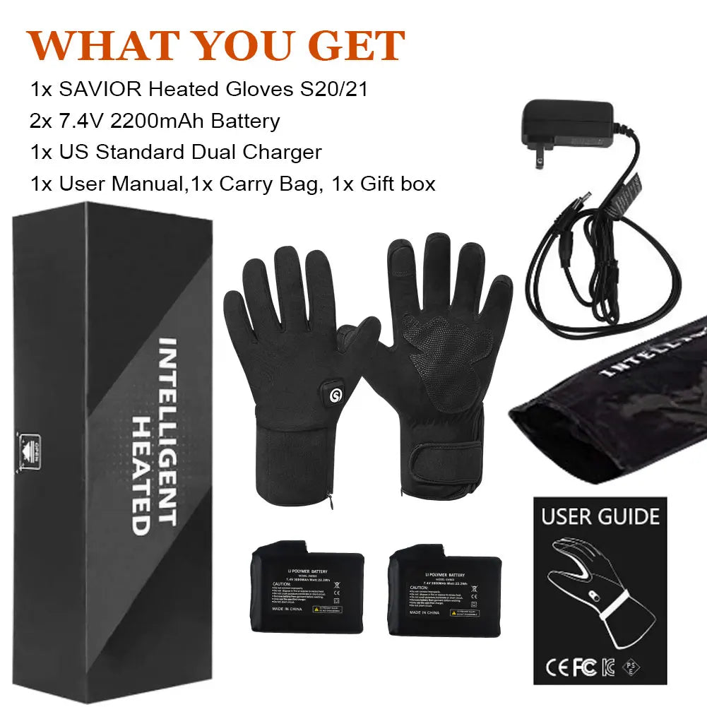 Savior Heat Heated Mittens Waterproof Skiing Gloves
