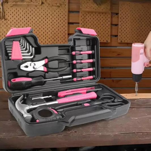 39-Piece Household Tool Set with Tool Box Organizer - Multi-Purpose Small Hand Tool Kit Includes Essential Tools for Home Office