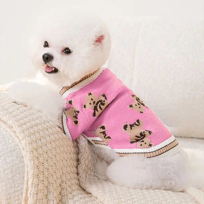 Dog Sweater Bear Striped Puppy Winter Clothes Pet Warm Sweatshirt Knitted Dog Coat Chihuahua Dachshund Clothing Dog Pullover