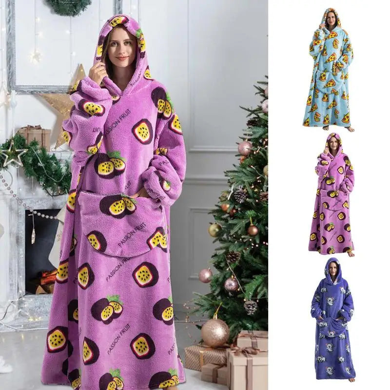 Oversized Wearable Hoodie Sherpa Blanket Unisex For Winter