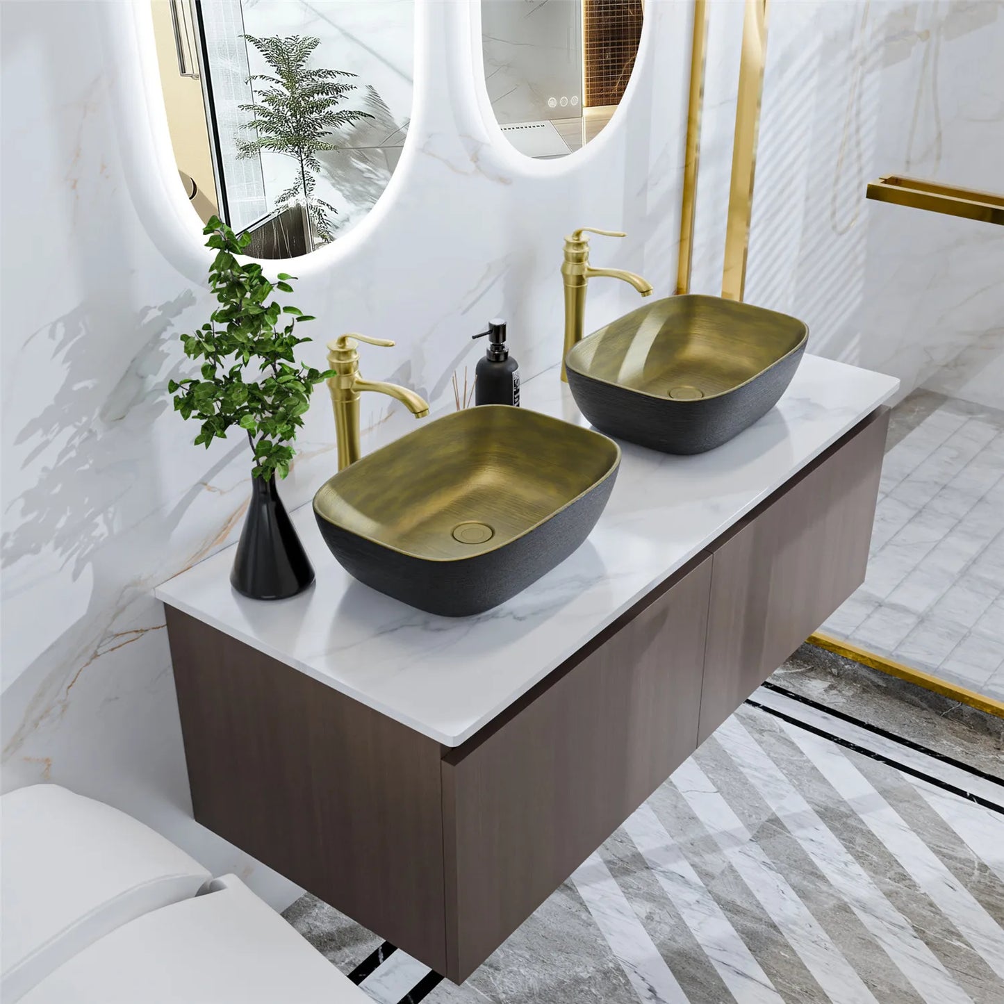 Floating Vanity Bathroom with Sink Combo, Wall Mounted Modern Vanity, Bathroom Cabinet Vanity with Sink Ceramic Basin Faucet