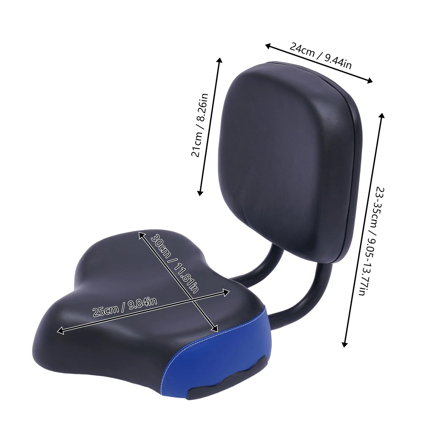 Black Wide Comfort leather Tricycle Bike Seat with Backrest Bicycle Saddle Seat Pad Mountain Bike Seat Cushion