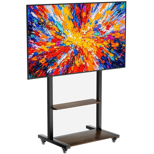 Heavy Duty 40-100 Inch TV Stand Stable Height Adjustable Mobile LCD TV Cart with Shelves and Wheels