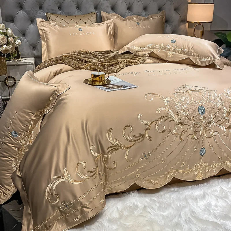Luxury European-Style 100% Cotton 4-Piece Bedding Set